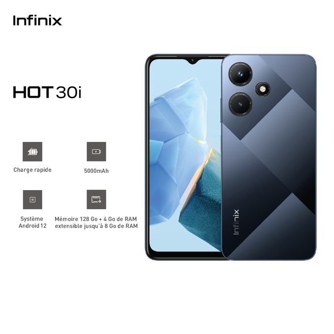 Infinix HOT 30i - 128GB + 4GB - 13MP - 5000 MAh - Noir - 12 Mois Garantie