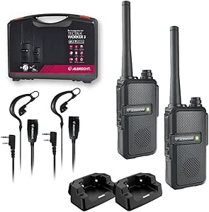 Talkie-Walkie Albrecht Tectalk Worker 3, 29825, PMR446 Émetteurs-récepteurs Robustes pour Chantiers de Construction, sécurité, opération, extérieur, Accessoires Inclus