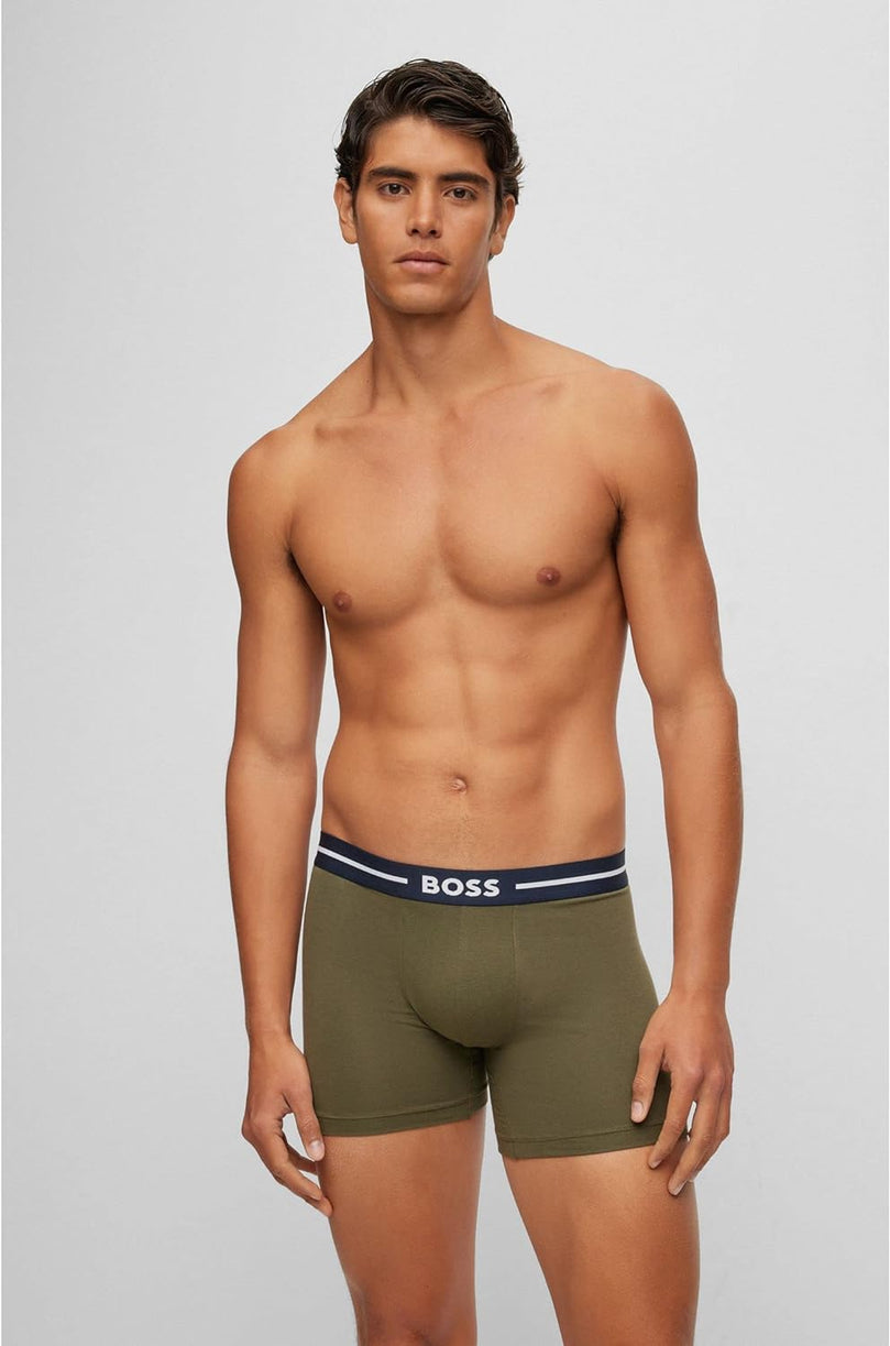 BOSS Hommes BoxerBr 3P Bold Lot de Trois Boxers Longs en Coton Stretch