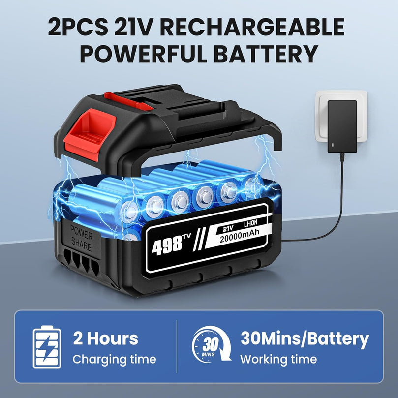 Nettoyeur Haute Pression sans Fil, 60Bar Nettoyeur Haute Pression, Batterie Rechargeable 20000 mAh, Plage Pulvérisation 6-10M, Buse 6 en 1, Tuyau 5M, Convient pour Lavage de Voiture, Cour, Jardin