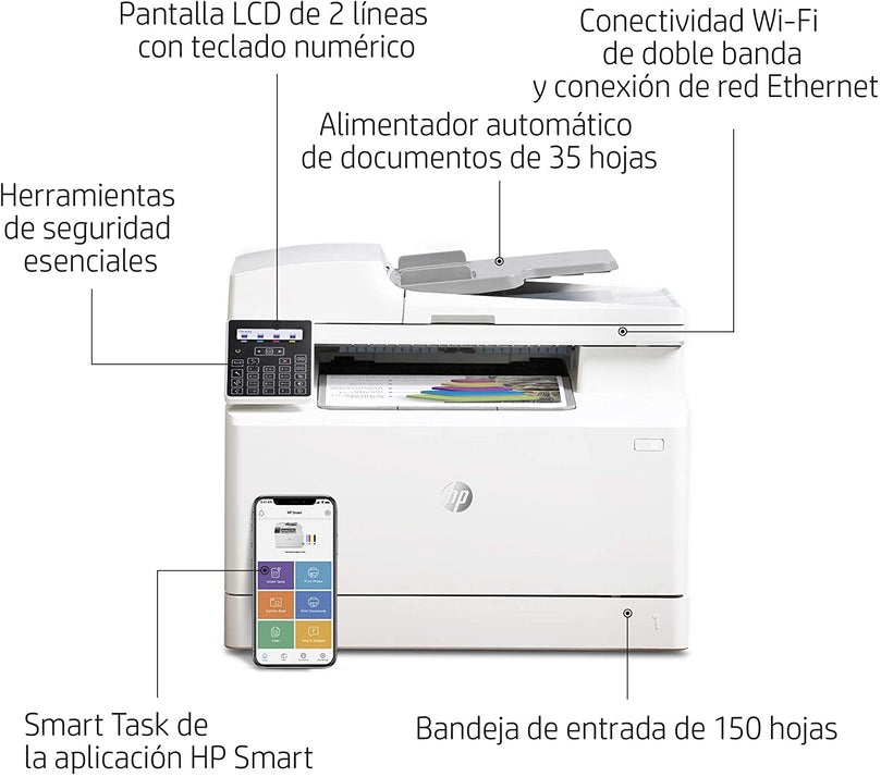 HP Color Laserjet Pro MFP M183fw 16ppm Imprimante Laser (8,5 x 14 Pouces, USB) 1 Blanc