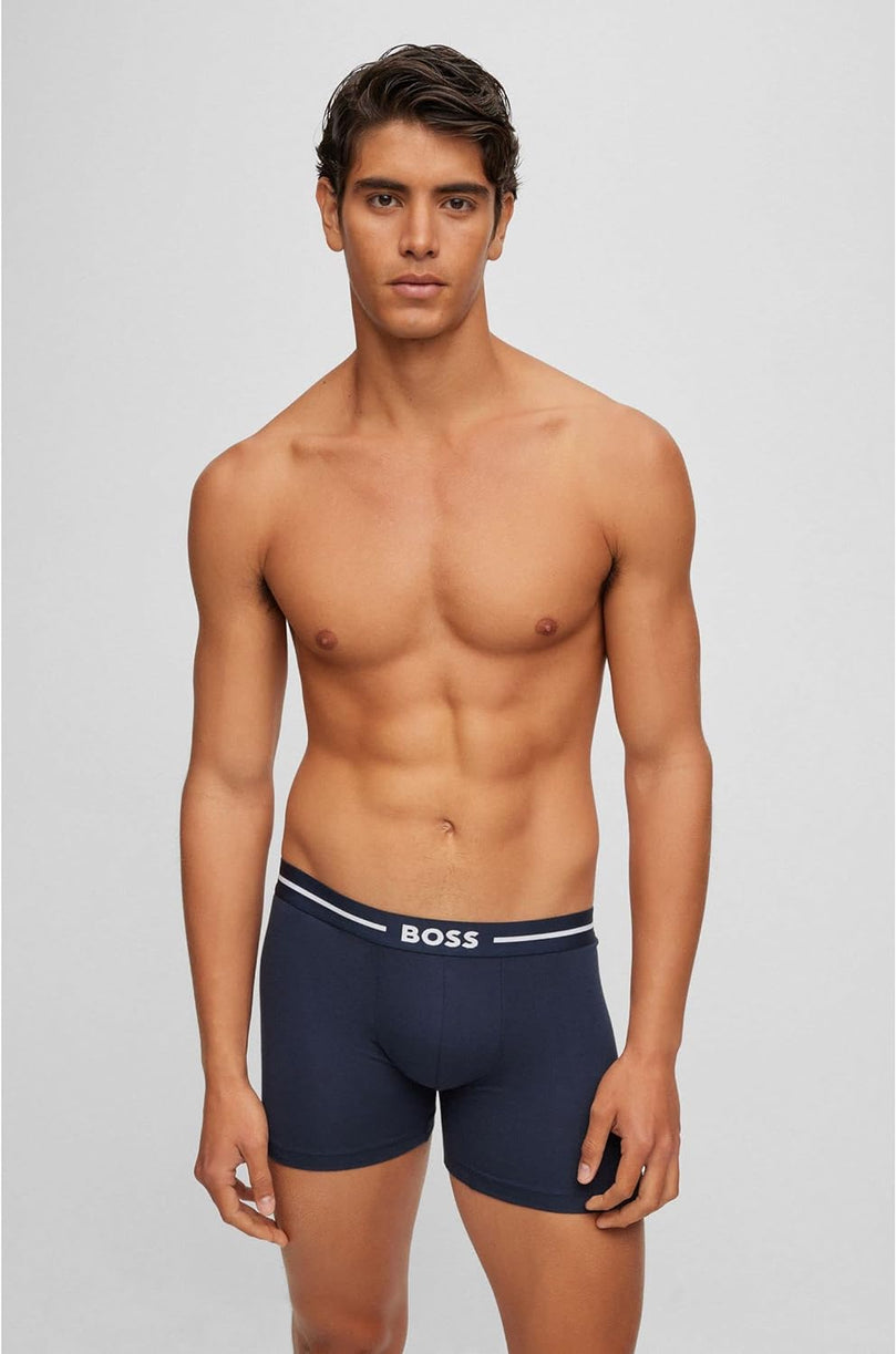 BOSS Hommes BoxerBr 3P Bold Lot de Trois Boxers Longs en Coton Stretch