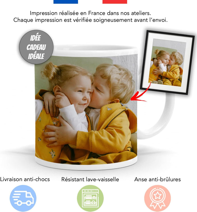 Céramique Mug personnalisé avec Texte et Photo - Idee cadeau noel | Tasse personnalisable | Cadeau Homme, Femme, Cadeau original