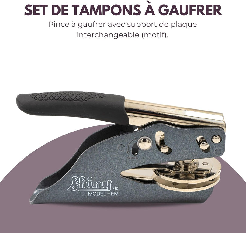Tampon SEC à gaufrer Personnalisé Idéal pour Attestation foncière, Certificat, Diplôme, Acte notarié, Titre foncier, Livre pour papier - Idéal pour un cadeau ou une occasion spéciale - Différents motifs