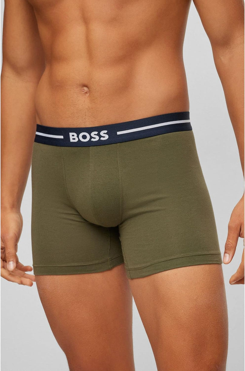 BOSS Hommes BoxerBr 3P Bold Lot de Trois Boxers Longs en Coton Stretch