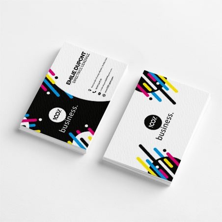 100 Cartes de visite recto verso, sur papier 350gr pelliculé MAT