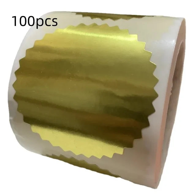 Autocollant d'engrenage laser doré et brillant, étiquette de décoration attro, timbre de gaufrage, emballage de boîte-cadeau, sceau pour scrapbooking cadeau, 50mm