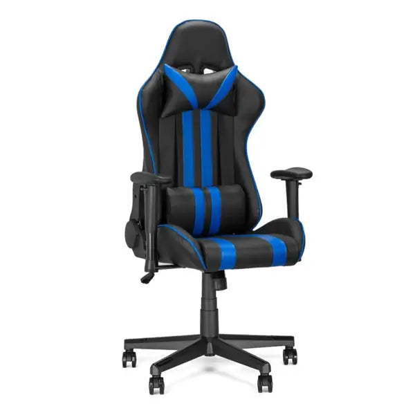 Chaise gaming – Réglable Pivotant – avec coussin et dossier inclinable – Bleu