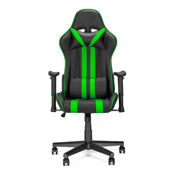 Chaise gaming – Réglable Pivotant – avec coussin et dossier inclinable – Vert